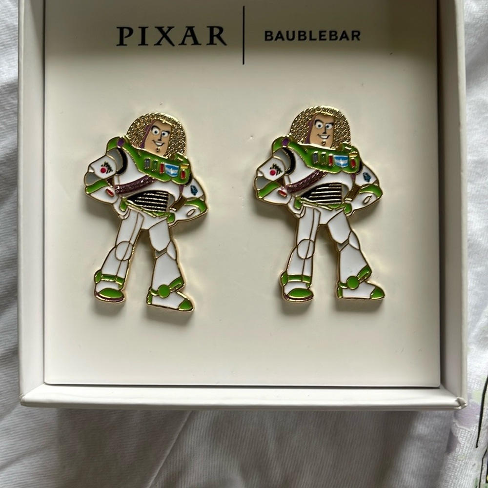 BaubleBar Buzz Lightyear Earrings - Green, Gold, White
